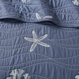 Coastal Seaside Beach House Quilt Set, Blue