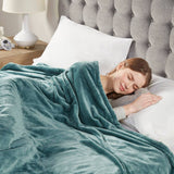 Heated Plush Electric Bedding Blanket, Teal Green