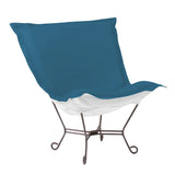Patio Scroll Puff Chair Seascape Turquoise Titanium Frame