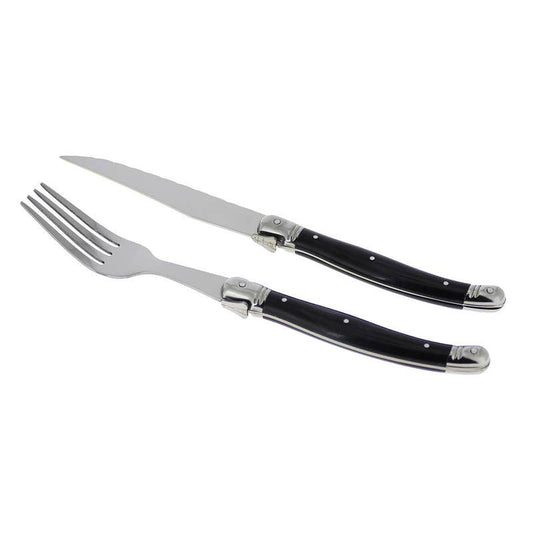 Laguiole Faux Onyx Steak Knife & Fork Set, 8pc