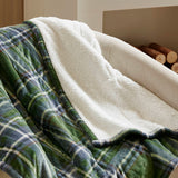 Plaid Velvety Shepra Heated Throw, Green