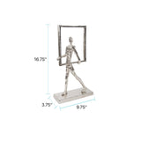 Rough Nickle Man w/Square Frame Sculpture