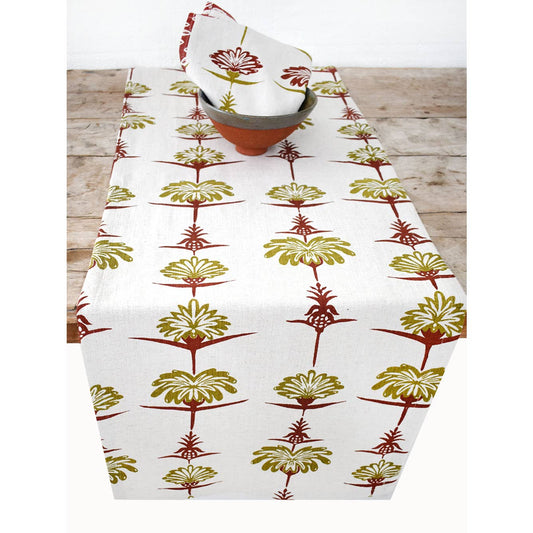 Tropical Garden Table Runner - Crimson and Chartreuse