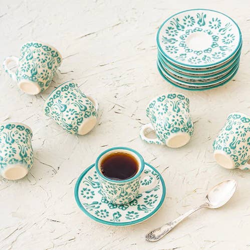 Handmade White Espresso Coffee Cup & Saucer