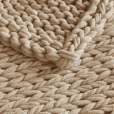 Handmade Chunky Double Knit Throw 50x60", Tan