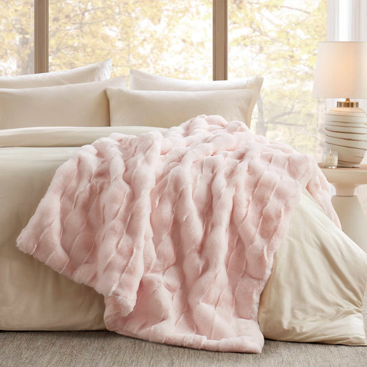 Faux Fur Velvet Throw 50x60", Pink