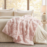 Warm Soft Ruched 50x60" Throw Blanket, Blush Pink