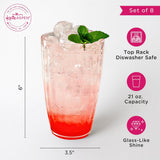 21 oz Clear Ribbed Acrylic Cups Set of 8