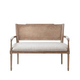 Compact Rattan Banquette Settee, Beige/ Reclaimed Natural
