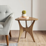 Modern Mid-Century Triangular Wood Side Table, Natural
