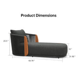 PURPLE LEAF Hailar Olefin Patio Chaise Lounge Chair , Upholstered Pool Lounge Chairs for Outdoor with Teak Armres for Deck, Pool, Lawn, Garden, Courtyard, Porch
