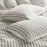 3 Piece Yarn-Dyed Stripes All-Seasons Duvet Set, Grey