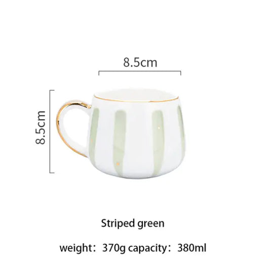 370ml Nordic Ceramic Coffee Tea Mug With Gold Rim
