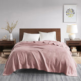 All-Season Egyptian Cotton Woven Bedding Blanket, Rose