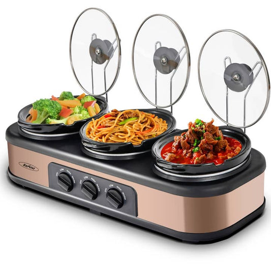 1.5 Qt Electric Triple Slow Cooker Crock Pot 4.5 Qt Kitchen