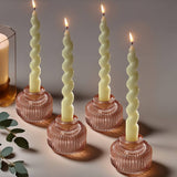 Rose Gold Fluted Glass Candle Holders Set of 4