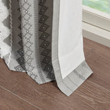 Geo Print Chenille Window Curtain, Grey