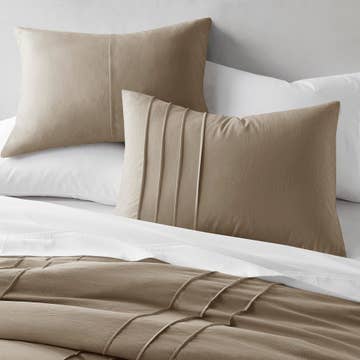 Soft Washed Pinch Pleat Comforter, Khaki