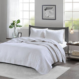 White Solid Farmhouse Reversible Quilt Set