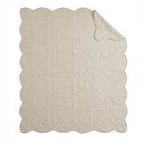 50x70" Quilted Scallope Edge Throw Blanket, Ivory