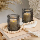 Vintage Smoke Gray Glass Tea Light Holders Set of 8
