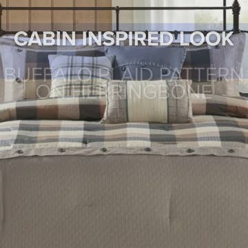 Cabin Farmhouse Buffalo Check Comforter, Grey