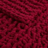 Handmade Chenille Chunky Knit Throw 50x60", Red