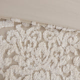 Tufted Chenille Damask Comforter/Duvet Cover Mini Set, Taupe