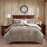 Plush To Sherpa Winter Comforter Set, Taupe