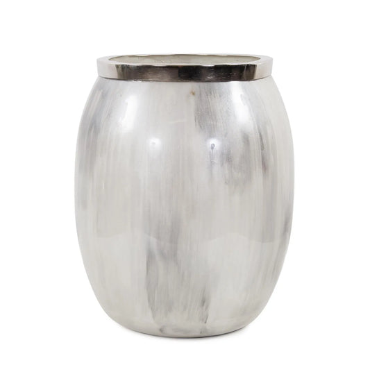 Sivas Glass Vase with Silver Accents- Small