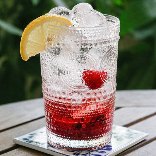 3oz Hobnail Beaded Floral Glasses Set of 6