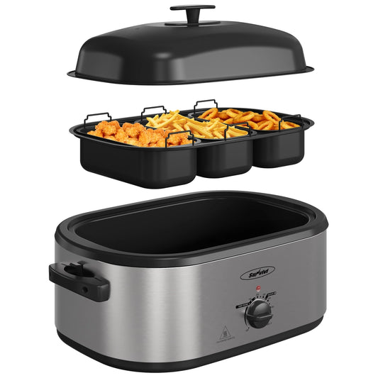 20 Qt Electric Roaster Oven with Removable Pan and Rack