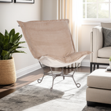 Scroll Puff Chair Linen Slub Natural Titanium Frame