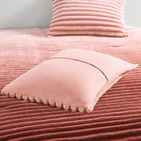 300GSM Fluffy Ribbed Plush Comforter Set,Blush Ombre
