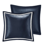 Classic Damask 8-Piece Jacquard Comforter Set, Navy Blue