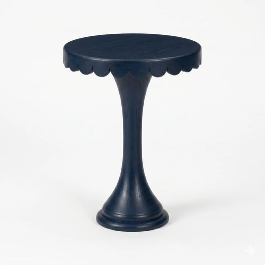 Scalloped Round Drink Table Navy Blue