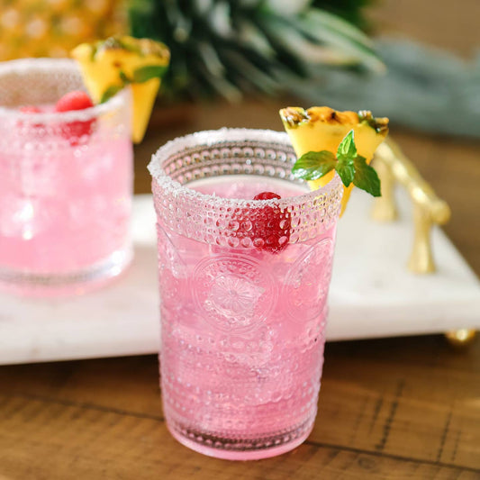 3oz Hobnail Beaded Floral Glasses Set of 6