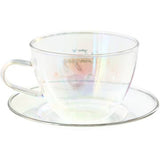 Amazing 7 oz Glass Teacup & Saucer Butterfly Design