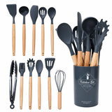 12pcs Silicone Kitchen Utensils Set With Holder