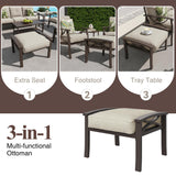 Durable Iron Patio Footstool with Cushions For Relaxation