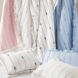 Soft Bow Embroidered Quilt Mini Set, Pink