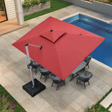 PURPLE LEAF Rectangular Large Outdoor Cantilever Umbrella With Base for Garden, Pool