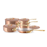 Mauviel M'Heritage M'200 B 9-Piece Copper Cookware Set With Brass Handles