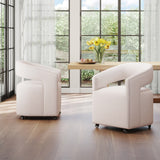Modern Upholstered Barrel Rolling Dining Chair