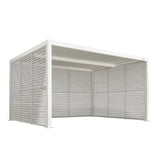 PURPLE LEAF Athena Louvered Pergola white Outdoor Aluminum Pergola with Shutter Wall Adjustable Gazebo Rainproof for Patio Deck Garden