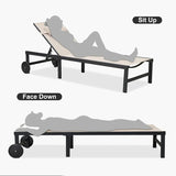 PURPLE LEAF Patio Tanning Chaise Lounge Chair Set with Face Down Hole