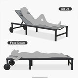 PURPLE LEAF Patio Tanning Chaise Lounge Chair Set with Face Down Hole