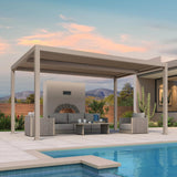 PURPLE LEAF Athena Louvered Pergola Modern Champagne Pergola with Adjustable Roof for Deck Backyard Garden