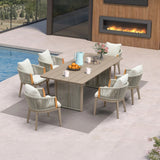 PURPLE LEAF Hailar Outdoor Dining Set for Family, Aluminum Outdoor Patio Table and Chairs Set with Olefin Cushions, Patio Furniture Set for Garden or Deck