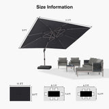 PURPLE LEAF Hailar Deluxe Aluminum Patio Umbrella with Base, Square and Rectangular Umbrella